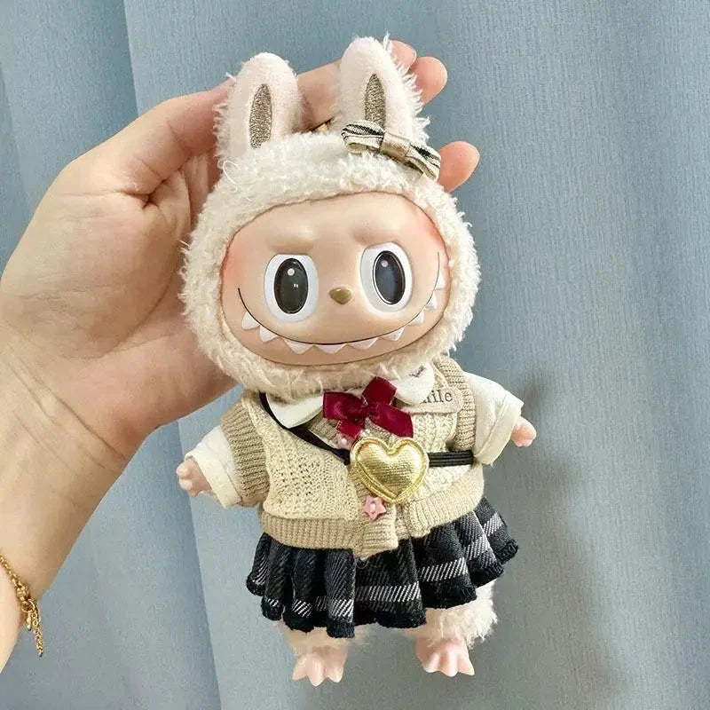 Handmade Labubu School Uniform Outfit with Accessories