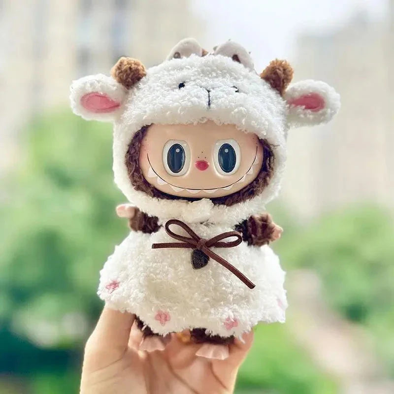 Handmade Labubu White Sheep Overalls Outfit