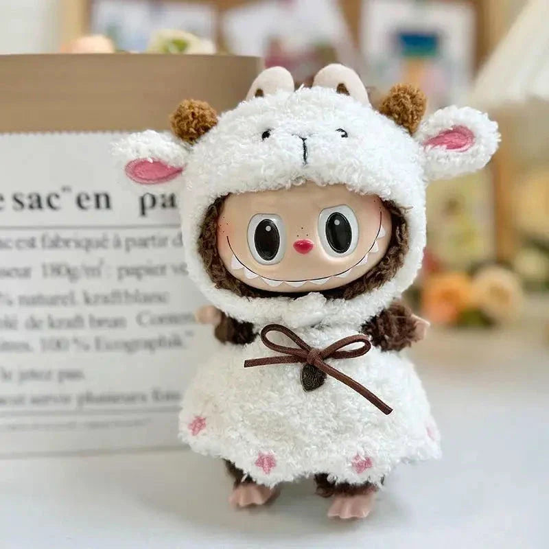 Handmade Labubu White Sheep Overalls Outfit