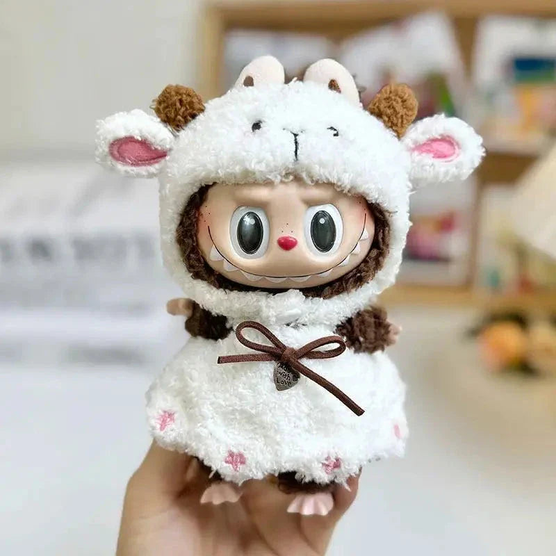 Handmade Labubu White Sheep Overalls Outfit