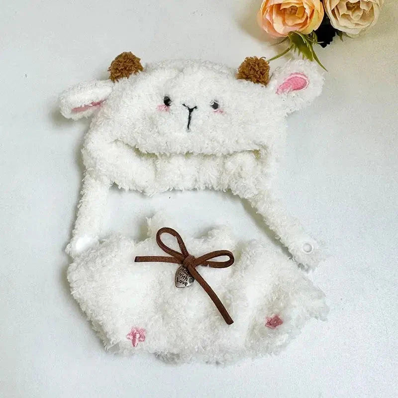 Handmade Labubu White Sheep Overalls Outfit