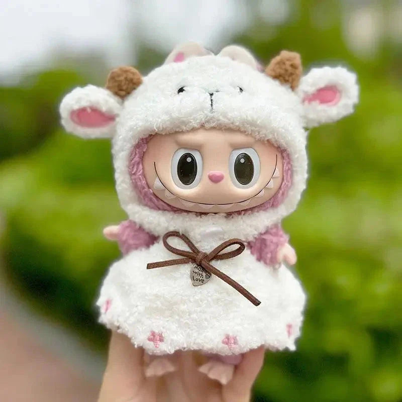 Handmade Labubu White Sheep Overalls Outfit