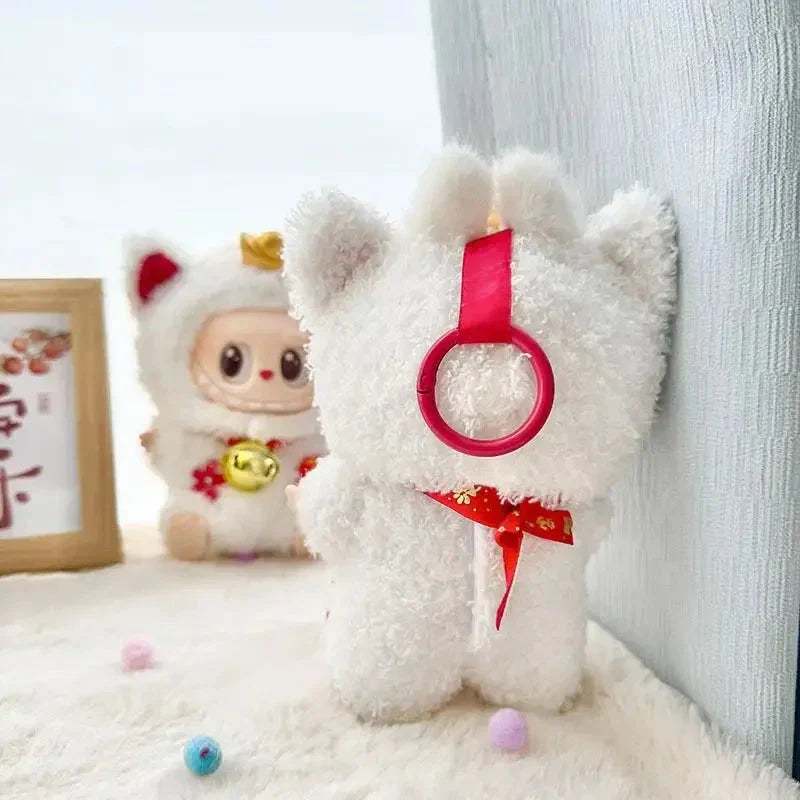 Kawaii Labubu White Lucky Cat Outfit